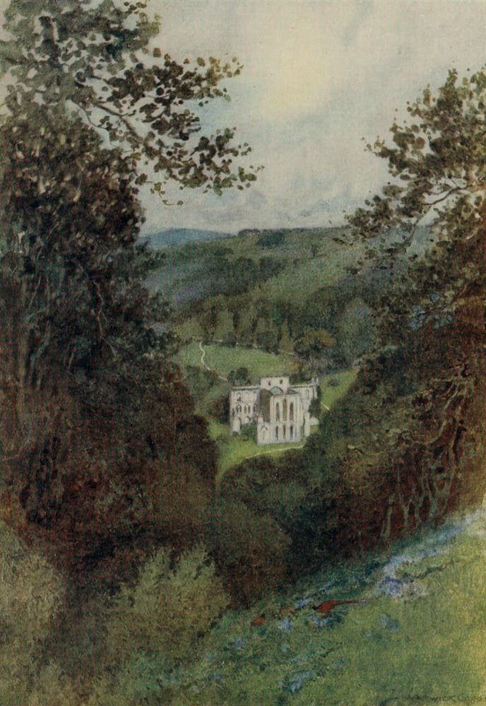 Greater Abbeys of England 1908 Rievaulx Abbey from the terrace Canvas Art - Warwick Goble (18 x 24)