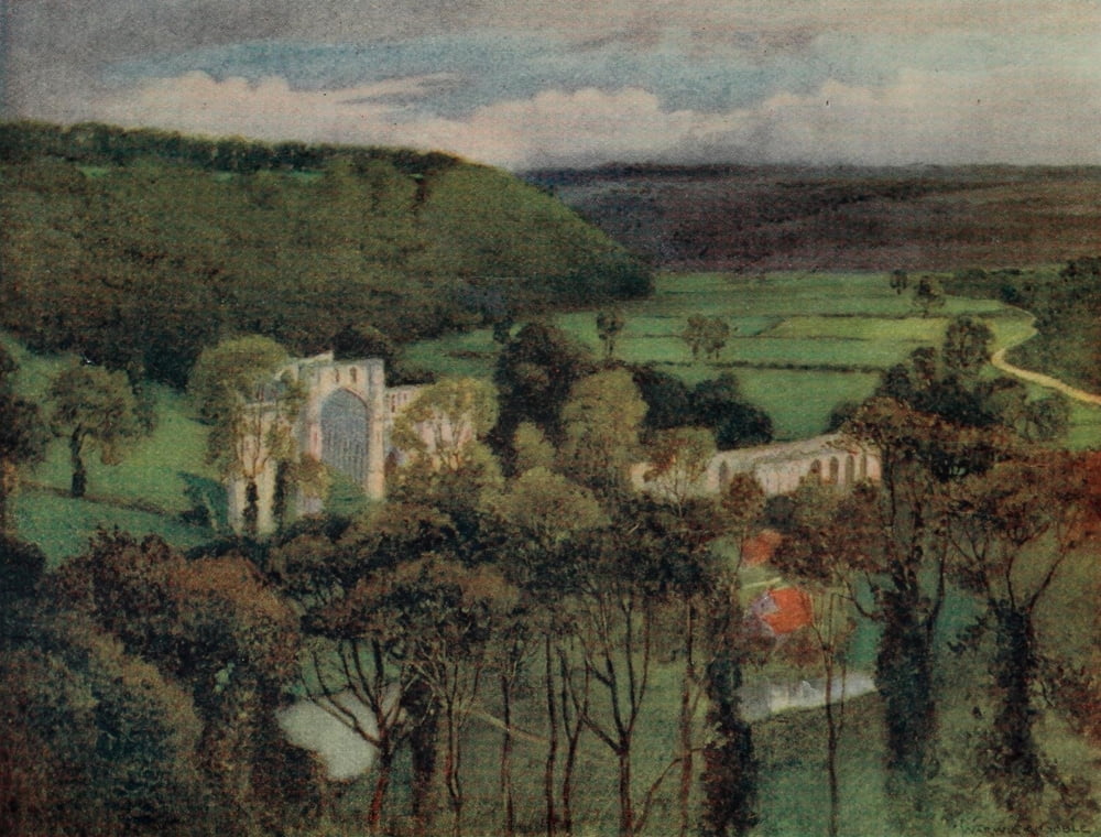 Greater Abbeys of England 1908 Rievaulx church & refectory Canvas Art - Warwick Goble (18 x 24)