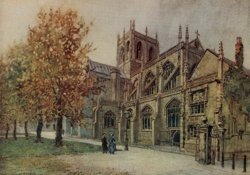 Greater Abbeys of England 1908 Sherborne Abbey from the south-east Canvas Art - Warwick Goble (24 x 36)