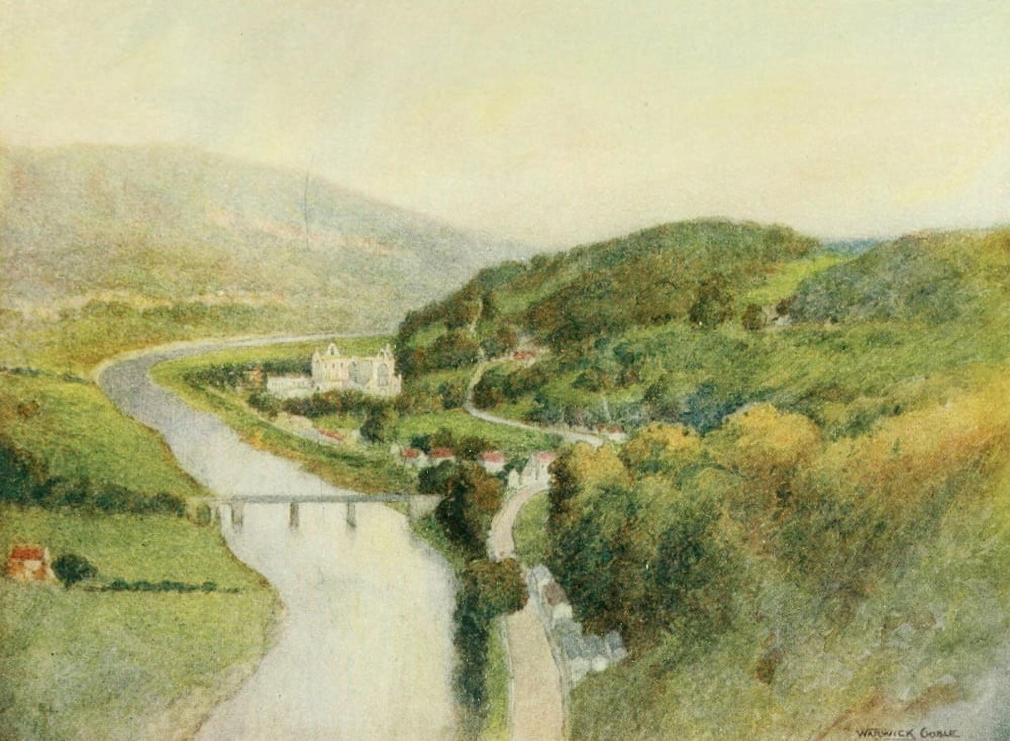 Greater Abbeys of England 1908 Tintern Abbey & Wye Canvas Art - Warwick Goble (18 x 24)