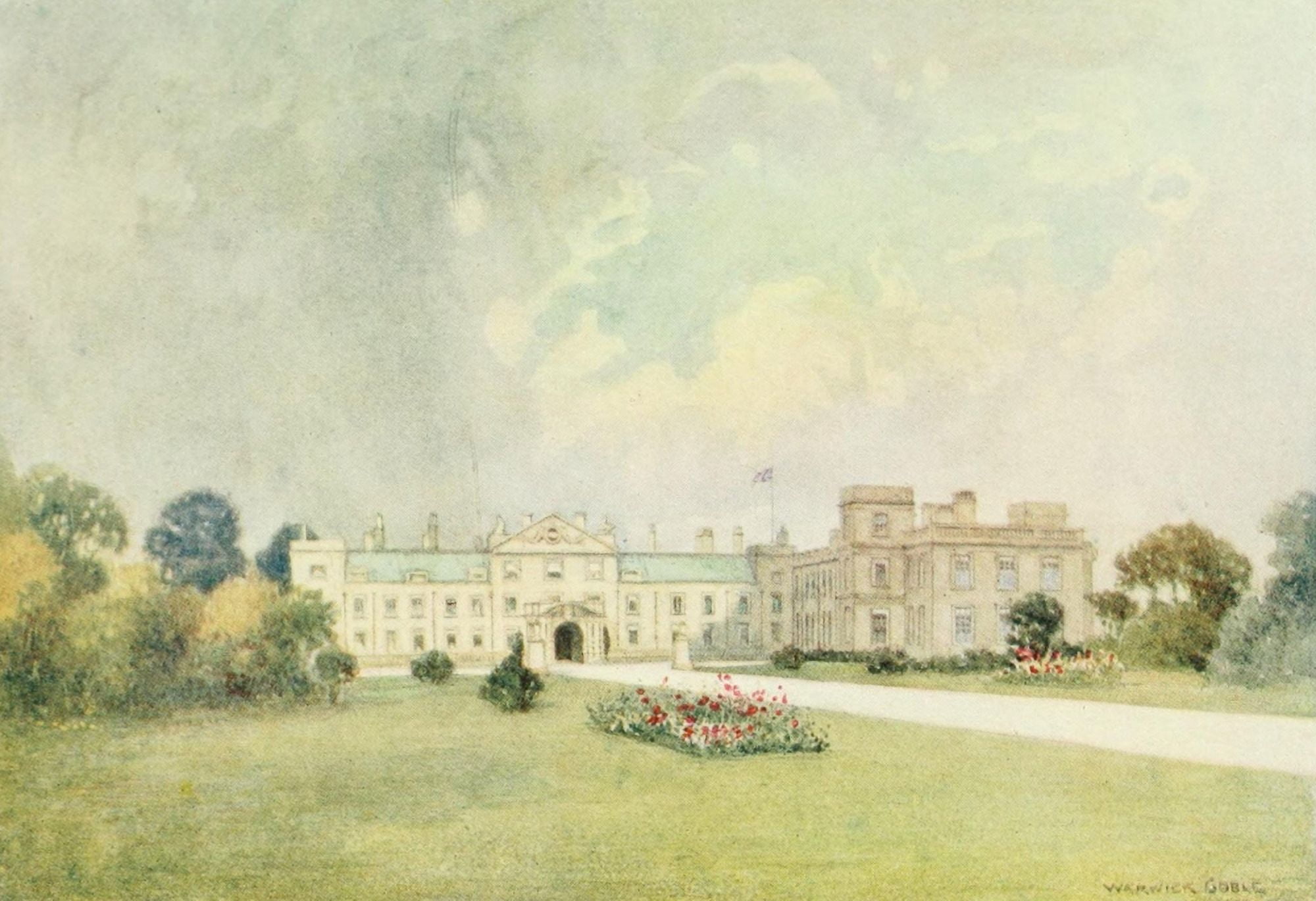 Greater Abbeys of England 1908 Welbeck Abbey Canvas Art - Warwick Goble (18 x 24)