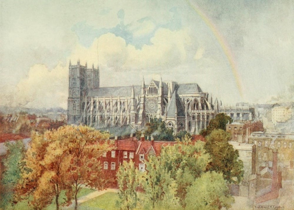 Greater Abbeys of England 1908 Westminster Abbey London Canvas Art - Warwick Goble (24 x 36)