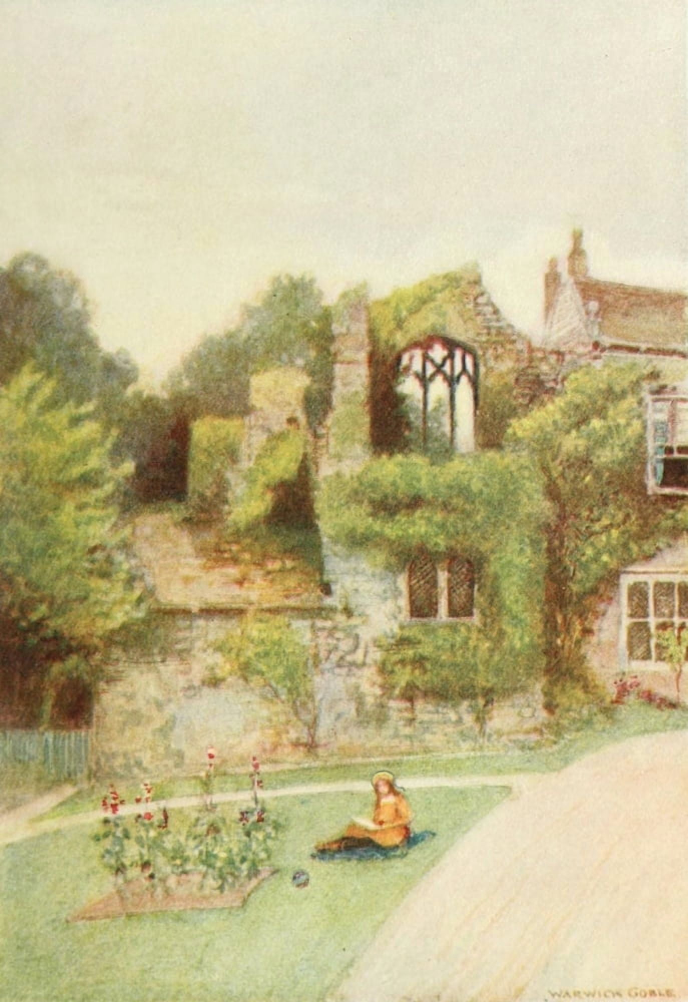 Greater Abbeys of England 1908 Whalley Abbey Canvas Art - Warwick Goble (24 x 36)