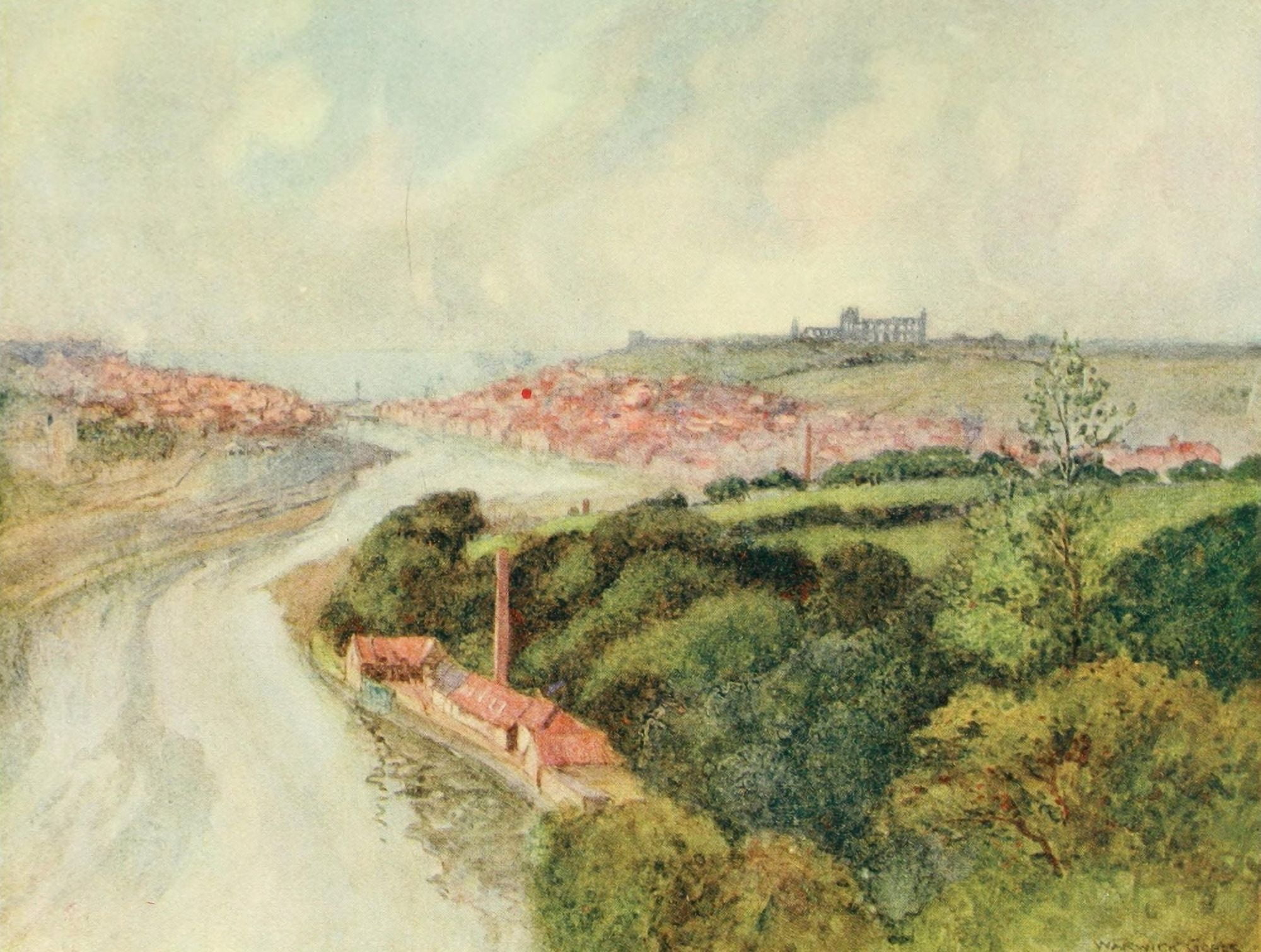 Greater Abbeys of England 1908 Whitby Abbey & town Canvas Art - Warwick Goble (18 x 24)