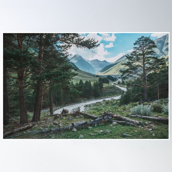 Greater Caucasus Mountain Landscape Poster Wall Art, Modern Wall Decor, 12x18 UNFRAMED