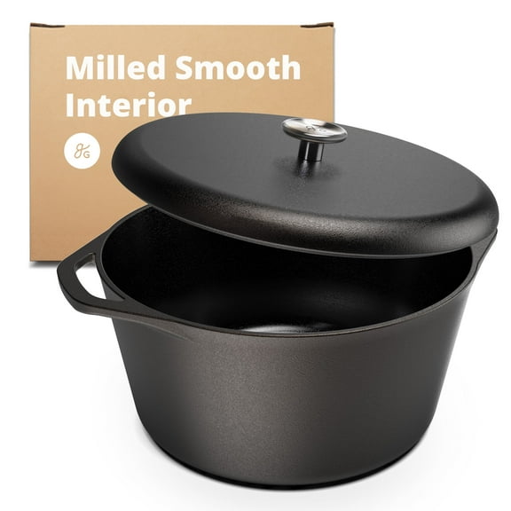 Greater Goods 10 inch Cast Iron Dutch Oven with Lid, 5qt Capacity, for Stove, Complete Cast Iron Set