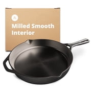 Greater Goods 12 inch Cast Iron Skillet, Smooth Milled, Organically Seasoned Sauce Pan Surface