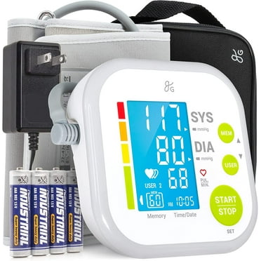 Greater Goods Blood Pressure Monitor -Full Kit, Wall Adapter, Comfort Cuff, LCD Display