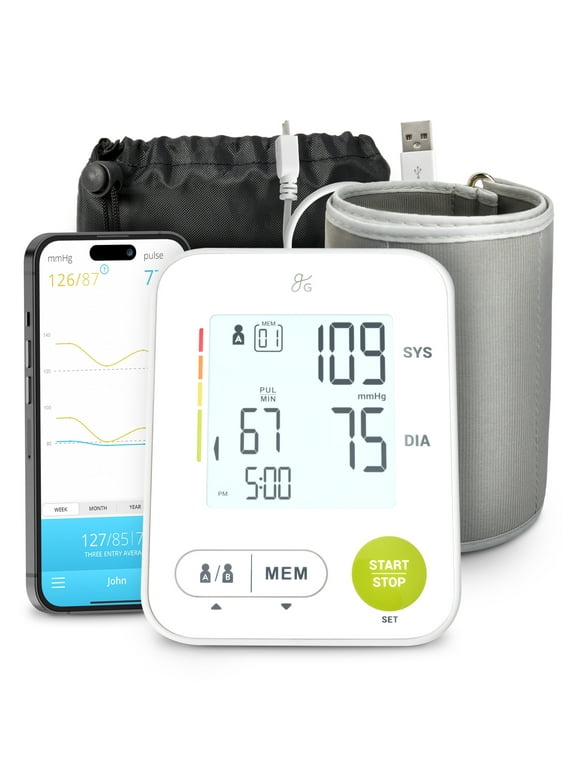 Greater Goods Bluetooth Blood Pressure Monitor,Upper Arm, App, FSA/HSA Eligible, Wireless Technology