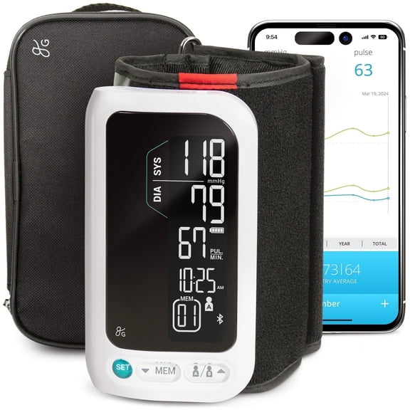 Greater Goods Bluetooth Blood Pressure Monitor with Automatic Upper Arm Cuff, App-Enabled for iOS and Android