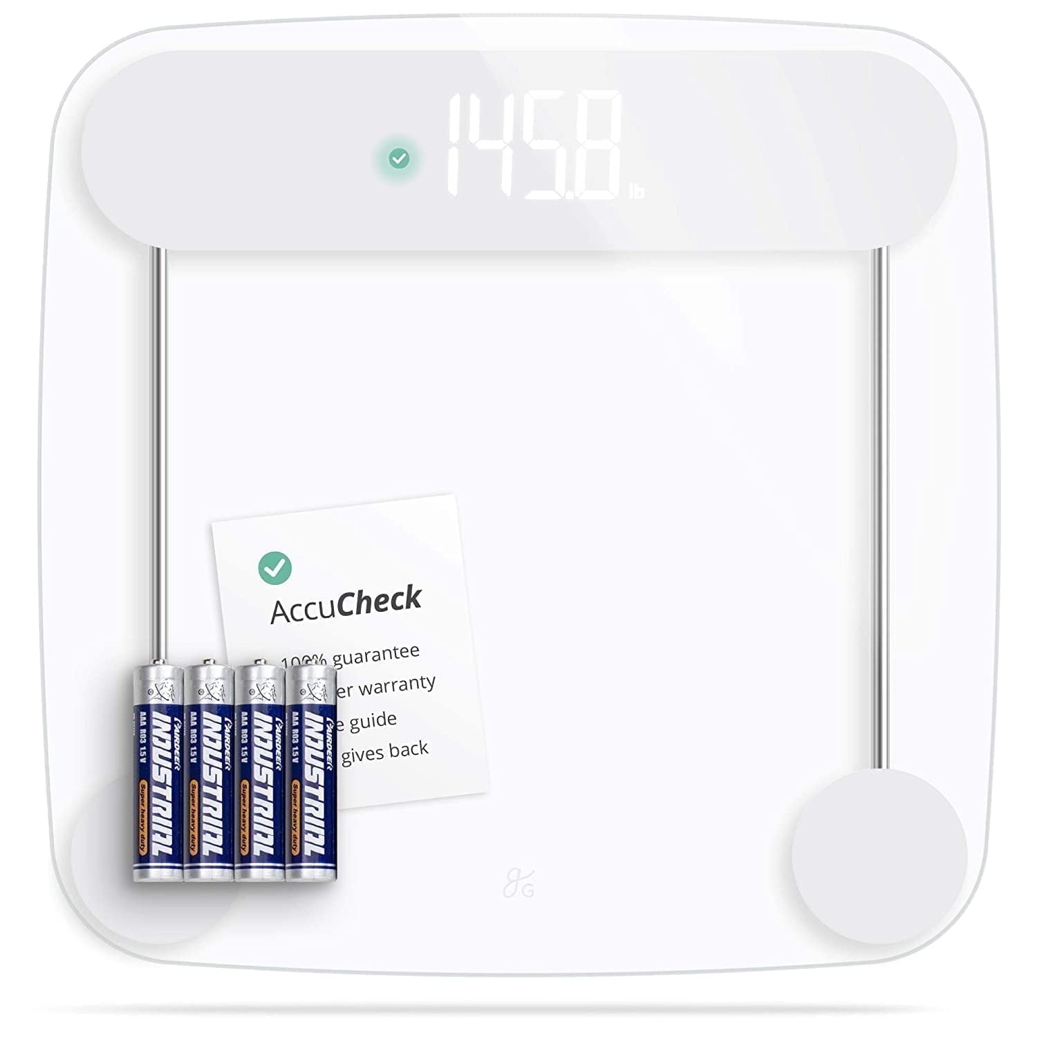 Greater Goods Digital AccuCheck Bathroom Scale, AAA Battery, 400 lbs (Clear)