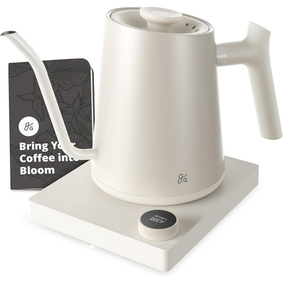 Greater Goods Electric Gooseneck Kettle, Perfect for Tea and Pour over Coffee, 1200 Watt (Birch White)