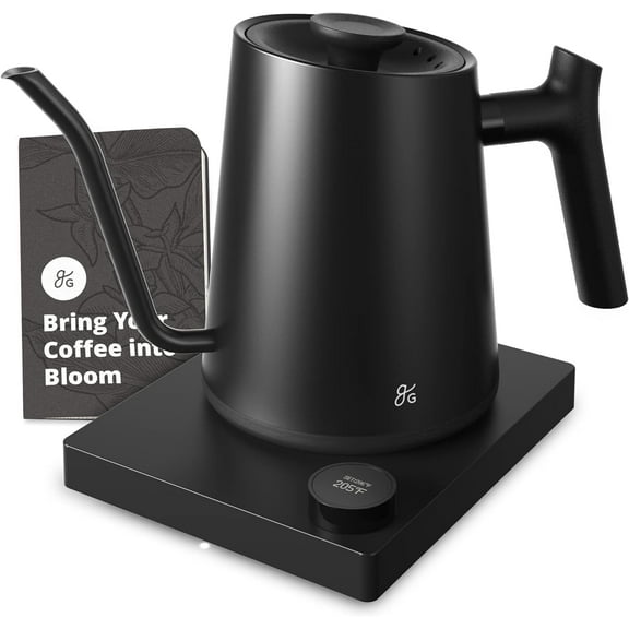 Greater Goods Electric Gooseneck Kettle, Perfect for Tea and Pour over Coffee, 1200 Watt(Onyx Black)