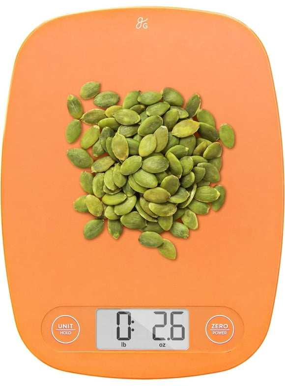 Greater Goods Essential Kitchen Scale, Plastic, Digital Kitchen Scale and Food Prep Scale, Designed in St. Louis, Pumpkin Orange (Limited Edition)