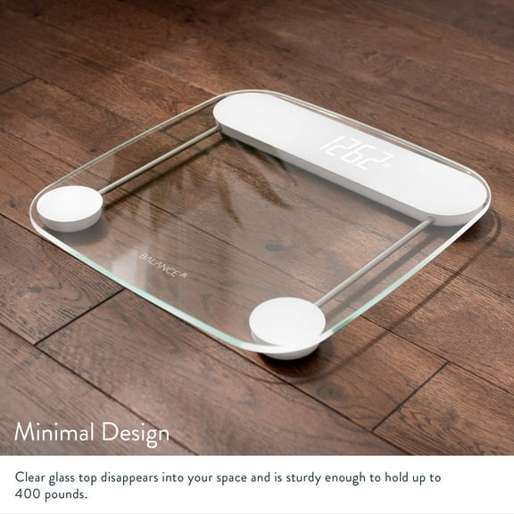 Greater Goods Glass Bathroom Scale – Sleek Design, Shine-Through Display, High-Precision, 400 lb Capacity, Clear