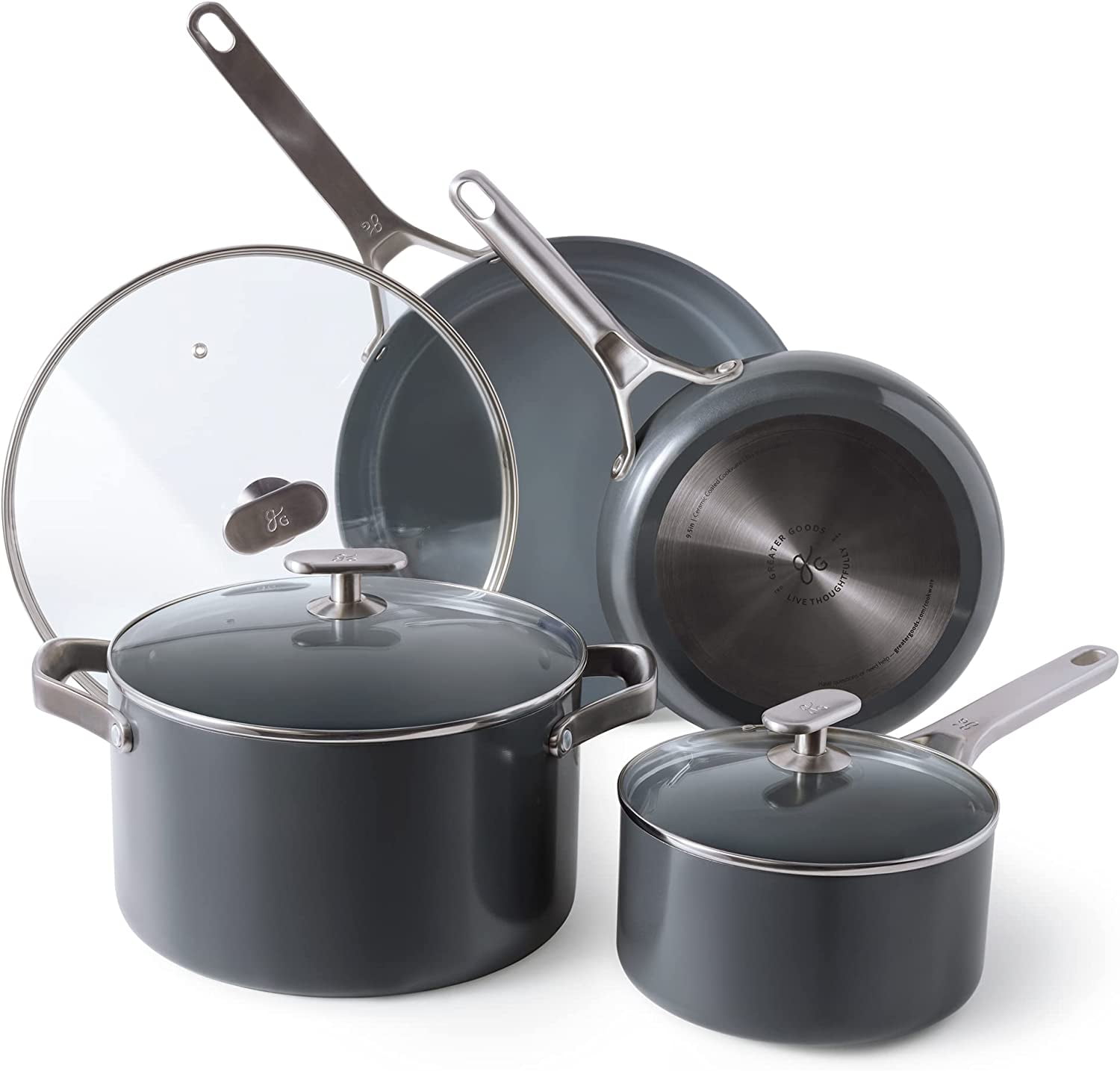 Greater Goods Party of Four Cook Kit - 10 Piece Nonstick Cookware Set for a  Complete Kitchen