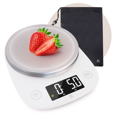 Greater Goods Premium Baking Scale with Bag - Ultra Accurate, Digital Kitchen Scale | Prep Baked Goods, Weigh Food and Coffee, or Use for Meal Prep | Four Units of Measurement | Designed in St. Louis