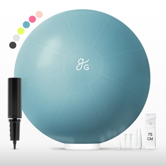 75cm Yoga Ball for Exercise, Pregnancy & Stability – Anti-Burst, Non-Slip Fitness Ball by Greater Goods, Deep Sky Blue