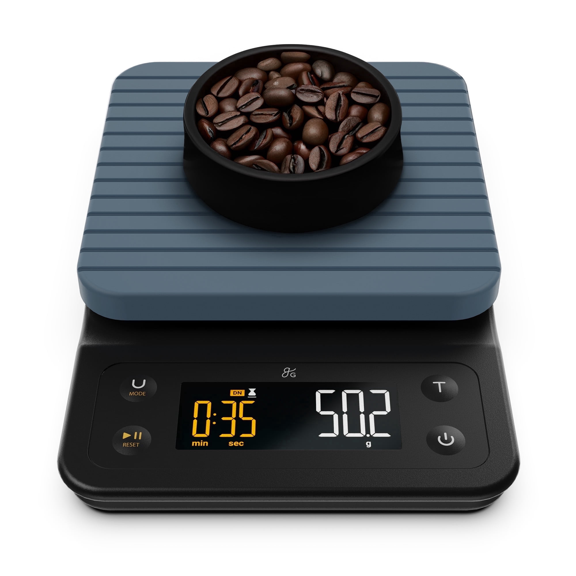 Greater Goods Coffee Scale with Timer, 0.1g Precision, 3kg Capacity, 6-Unit Digital Espresso & Pour-Over Scale, Silicone Waterproof Cover, Auto Shut-Off (Stone Blue)