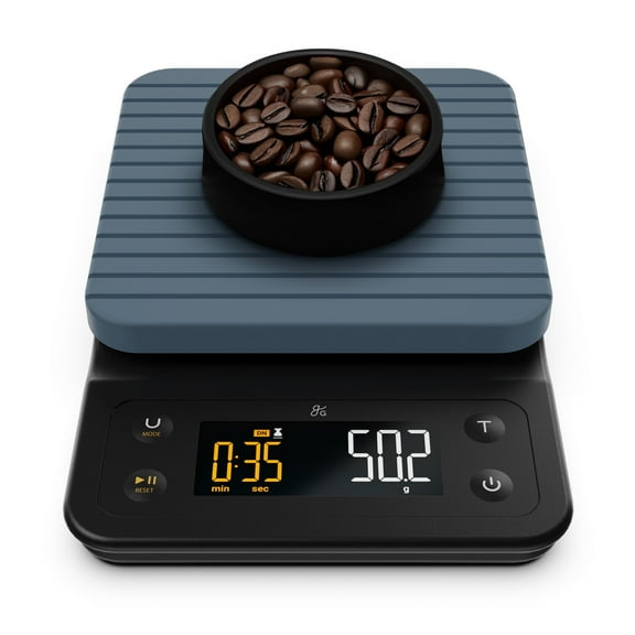 Greater Goods Silicone Coffee Scale for Pour-Over Maker, Timer for Great French Press (Stone Blue)
