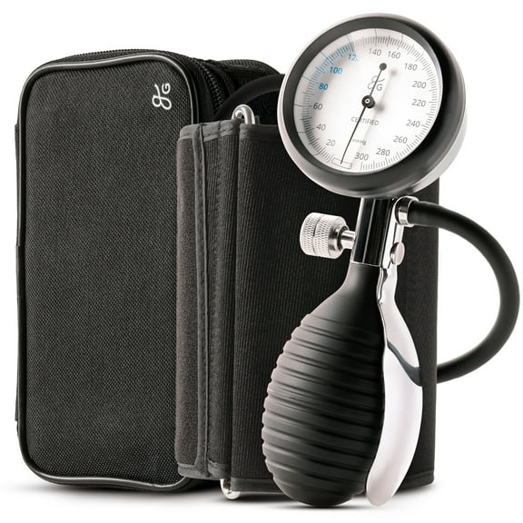 Greater Goods Sphygmomanometer, Latex-Free Manual Blood Pressure Cuff, Home Use, Elderly Care with Carrying Case, Onyx Black