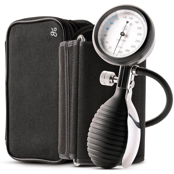 Greater Goods Sphygmomanometer, Latex-Free Manual Blood Pressure Cuff, Home Use, Elderly Care with Carrying Case, Onyx Black