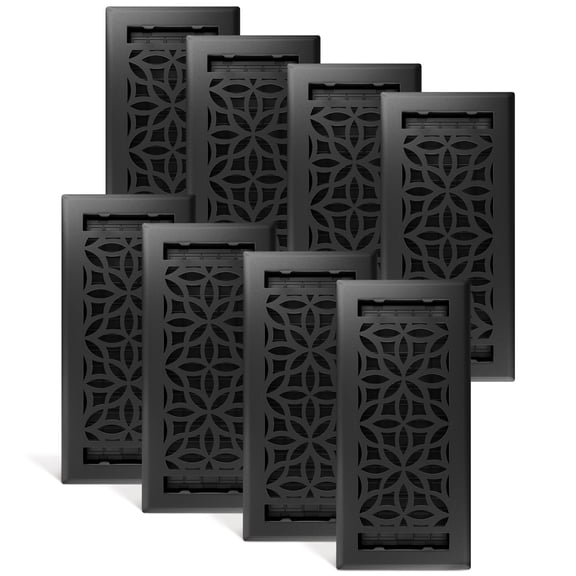 Greater Grates Floor Register 4x10 Floral Textured Black 8 Pack