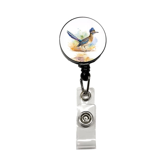 Greater Roadrunner New Mexico State Bird Watercolor Retractable Reel ID Badge Key Card Name Tag Holder with Clip