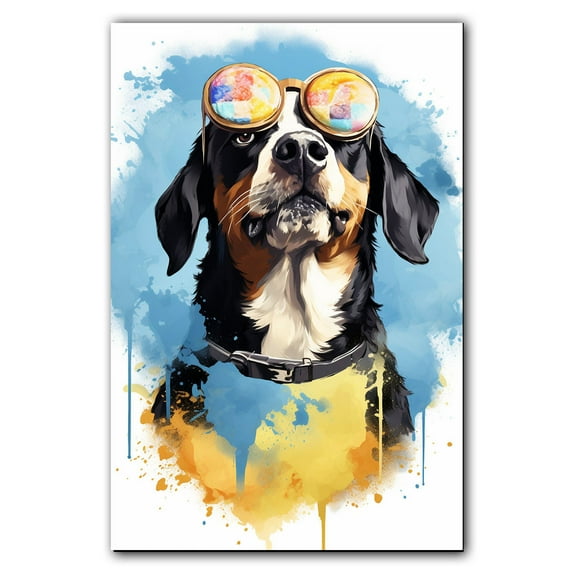 Greater Swiss Mountain Art Canvas Fun Popcorn, Donuts and Lollipops Dogs. Watercolor Art Print, Canvas Canvas for wall decor living room, Bedroom, Bathroom. Funny Wall Art Decor