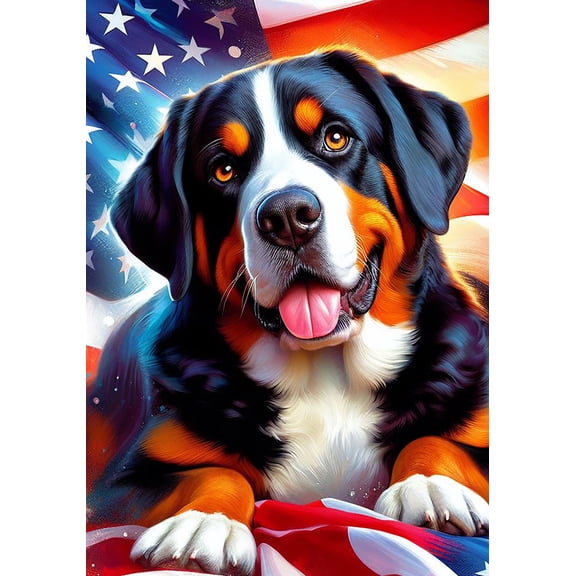 Greater Swiss Mountain Dog -  Best of Breed DCR Patriotic I Garden Flag