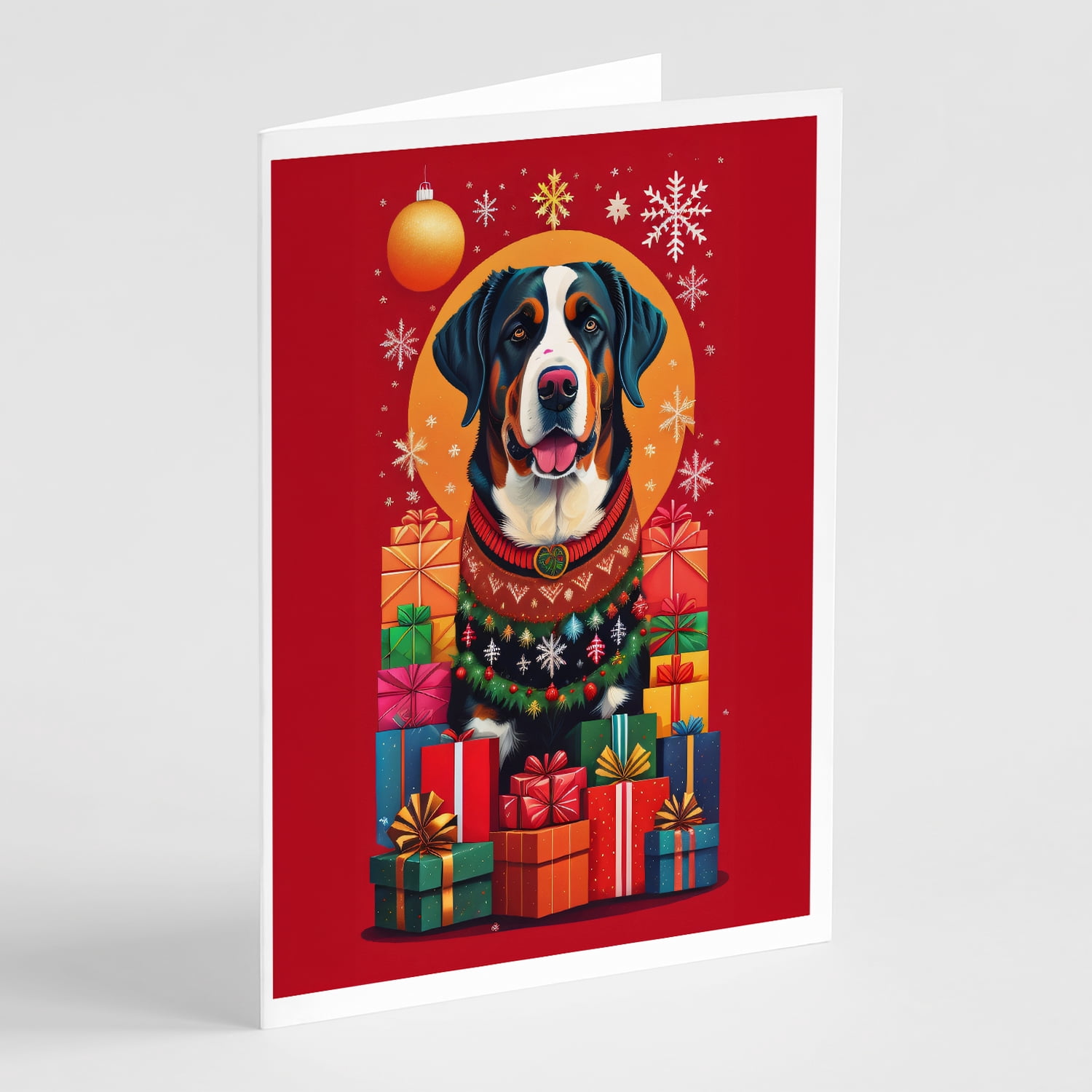 Greater Swiss Mountain Dog Holiday Christmas Greeting Cards Pack of 8 7 in x 5 in