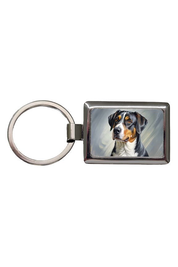 Greater Swiss Mountain Dog Illustration Metal Rectangle Keychain