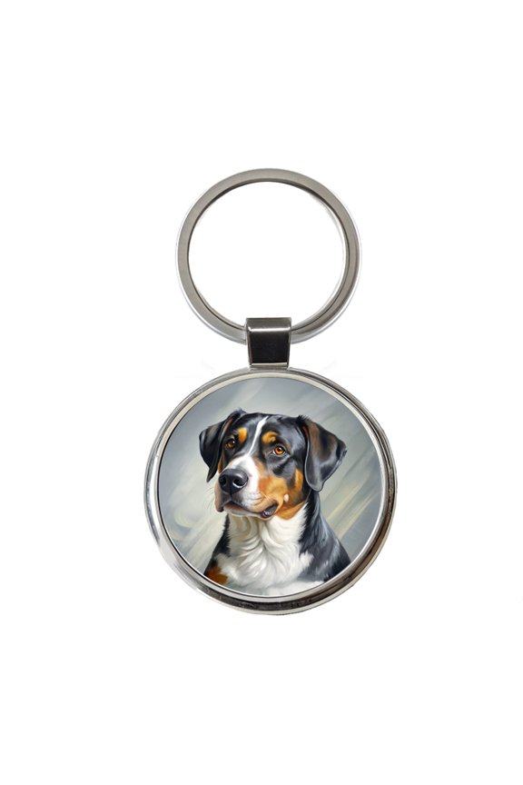 Greater Swiss Mountain Dog Illustration Metal Round Keychain