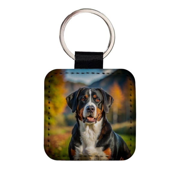 Greater Swiss Mountain Dog Photo Faux Leather Square Keychain