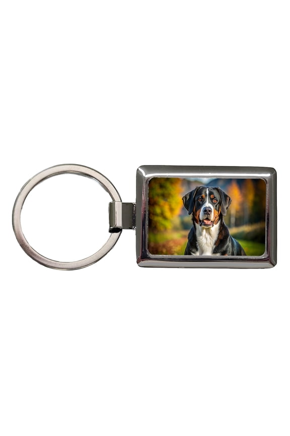Greater Swiss Mountain Dog Photo Metal Rectangle Keychain