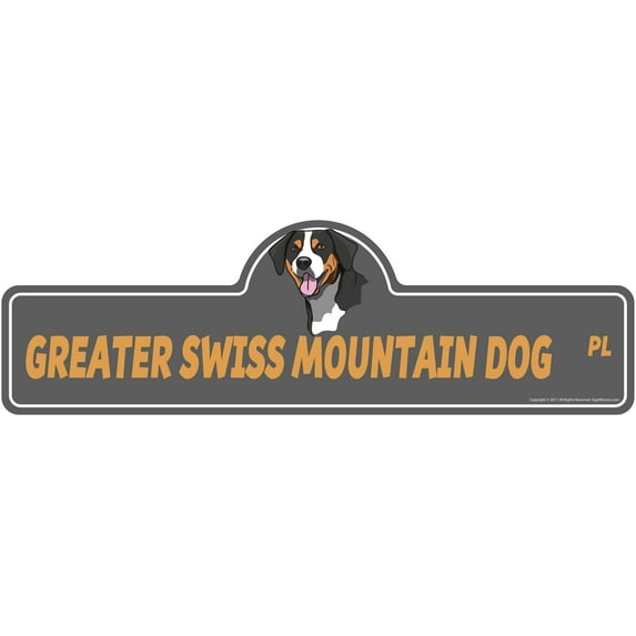 Greater Swiss Mountain Dog Street Sign | Indoor/Outdoor | Dog Lover Funny Home Décor for Garages, Living Rooms, Bedroom, Offices | SignMission personalized gift | 36" Wide