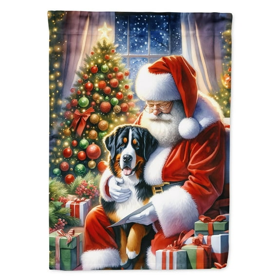 Greater Swiss Mountain Dog and Santa Claus Garden Flag