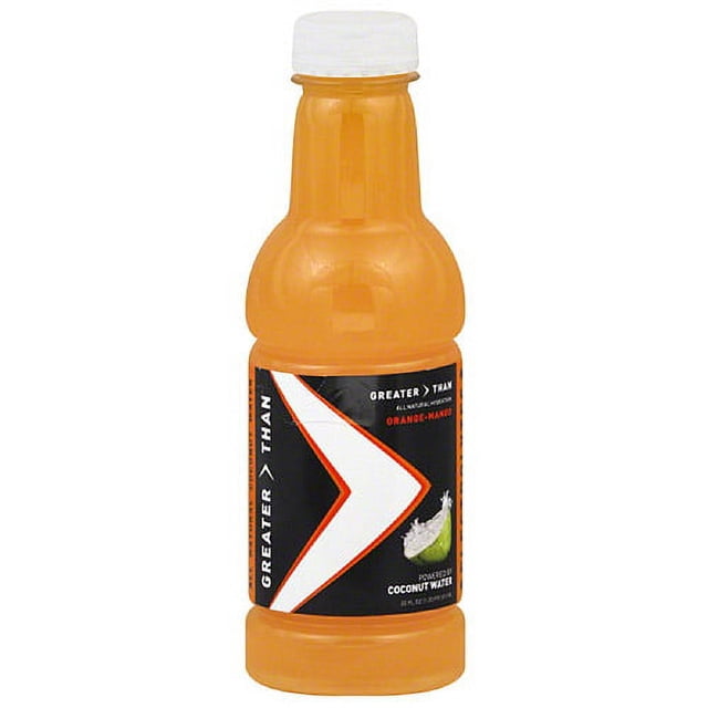 Greater Than Orange Mango Coconut Water Sports Drink, 20 fl oz, (Pack