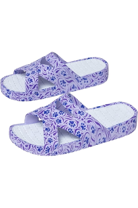 Celebration Criss Cross Sandals Lightweight EVA Slip On Textured Footbed Colorful Animal Print Design for Women Mom Ladies