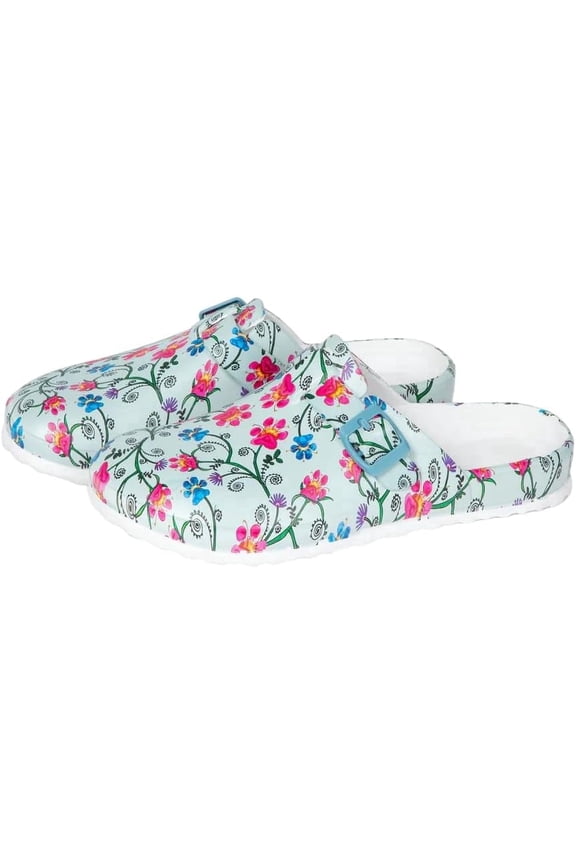 Forever Paws Clogs Lightweight EVA Slip On Shoes Textured Footbed Buckle Detail Animal Print Design for Women Mom Ladies