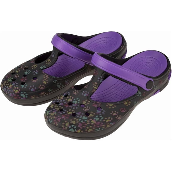 GreaterGood Multicolored Mary Jane Clogs Lightweight EVA Slip On Shoes Moveable Strap Quick Dry Garden Water Resistant Gifts for Women
