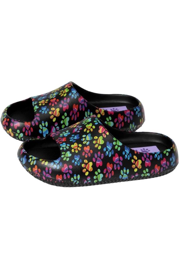 Paw Print Pillow Slides Lightweight EVA Slip On Sandals Cushioned Sole Quick Dry Animal Lover Shoes for Women