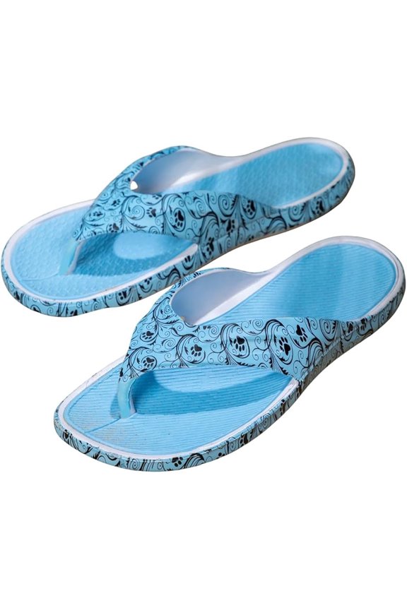 Pawsitively Comfy Flip Flops Lightweight Thong Sole Shock Absorbing Non Slip Pet Print Beach Pool Casual Gifts for Women