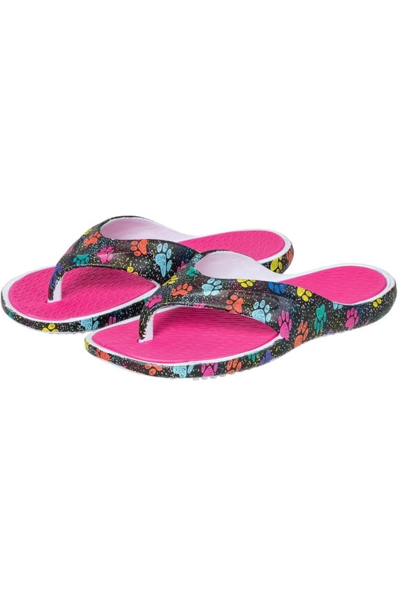 Pawsitively Comfy Flip Flops Lightweight Thong Sole Shock Absorbing Non Slip Pet Print Beach Pool Casual Gifts for Women