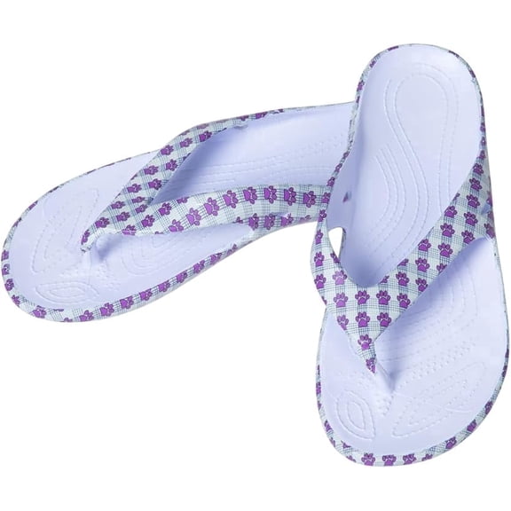 GreaterGood Playful Paws Flip Flops Lightweight Thong Sandals Textured Grip Insole Non Slip Pet Print Beach Pool Casual Gifts for Women
