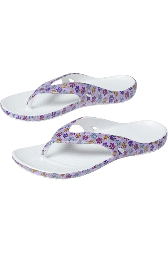 Playful Paws Flip Flops Lightweight Thong Sandals Textured Grip Insole Non Slip Pet Print Beach Pool Casual Gifts for Women