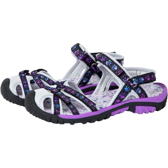 GreaterGood Trail Blazer Painted Paws Lightweight Adjustable Sport Closed Toe Sandals For Ladies Women's Walking Shoes