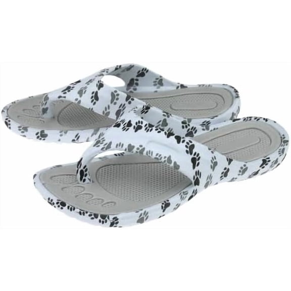 GreaterGood Walking Paws Flip Flops Colorful Lightweight Durable Cushioned Contoured Non Slip Textured Footbed Comfortable Beach Sandals for Women