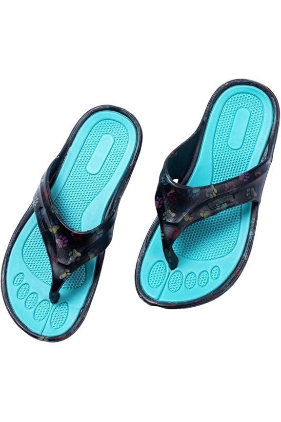 Walking Paws Flip Flops Colorful Lightweight Durable Cushioned Contoured Non Slip Textured Footbed Comfortable Beach Sandals for Women