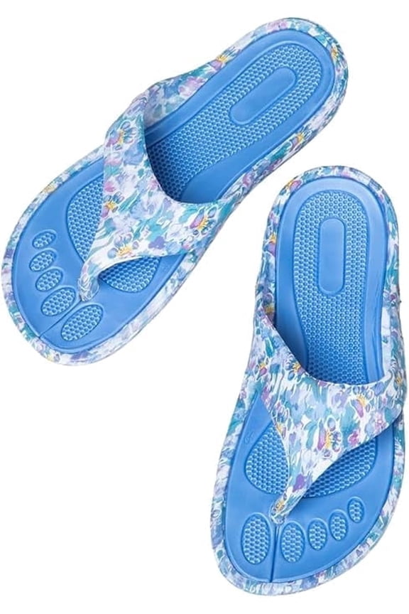 Walking Paws Flip Flops Colorful Lightweight Durable Cushioned Contoured Non Slip Textured Footbed Comfortable Beach Sandals for Women